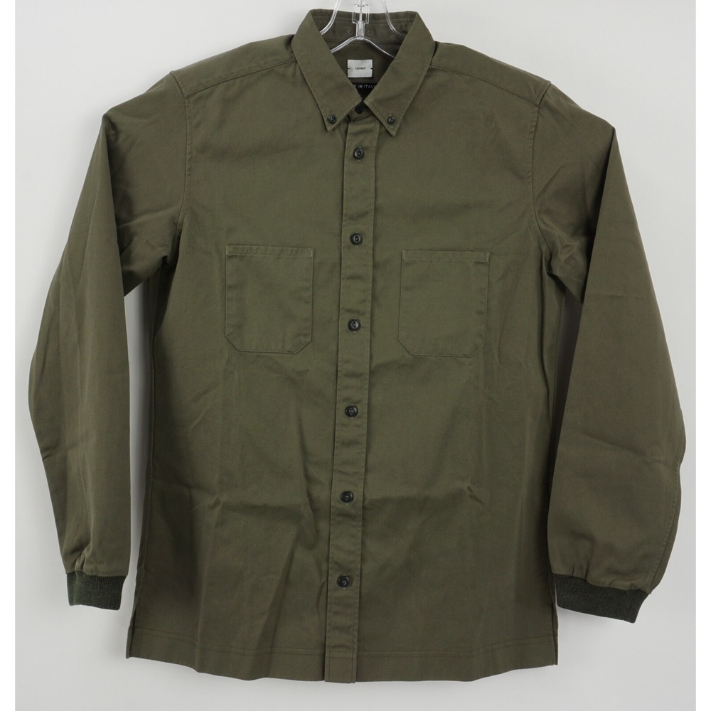 New Covert Italy B-Down Polsi Men's Small Green Twill Military Button Down Shirt
